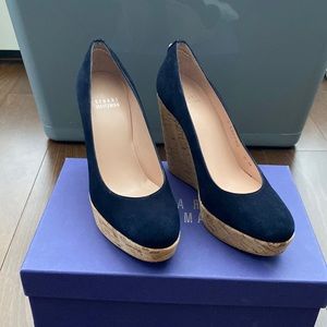 Stuart Weitzman Corkswoon in navy suede